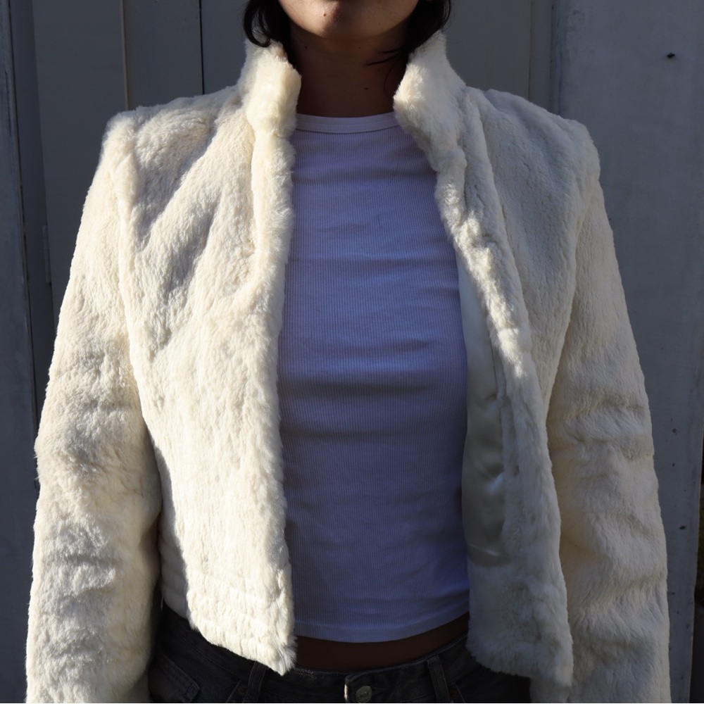 BCBG MAXAZRIA Rabbit Fur Coat